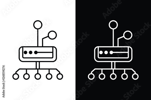 Network Switch Icon. Sleek Vector Line Art for Seamless Connectivity