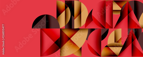 Abstract geometric pattern with intersecting circles and triangles in gradients. The high-contrast composition creates depth and a dynamic, modern aesthetic