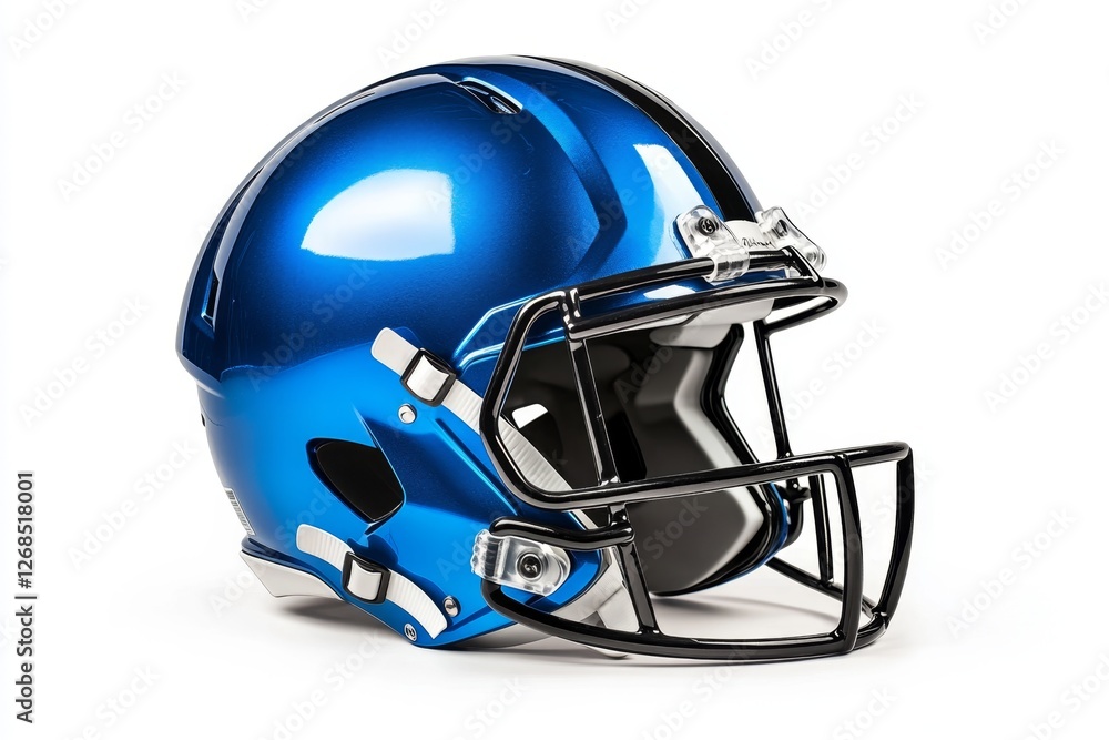 Fototapeta premium Blue football helmet, studio shot, white background, sports equipment