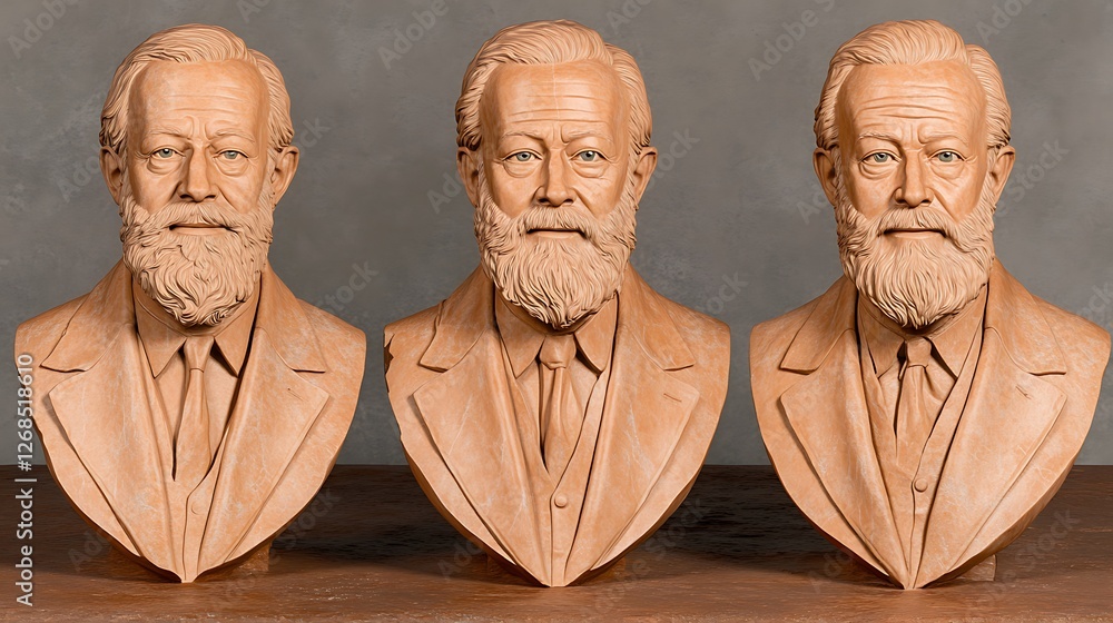 Naklejka premium Clay busts, studio, modeling process, art