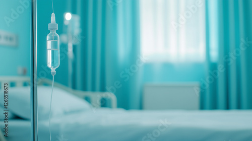 Wallpaper Mural Close-up shot of IV drip with medicine, with a blurred patient in the hospital room background. Perfect for medical, healthcare, treatment, and recovery concepts.  Torontodigital.ca