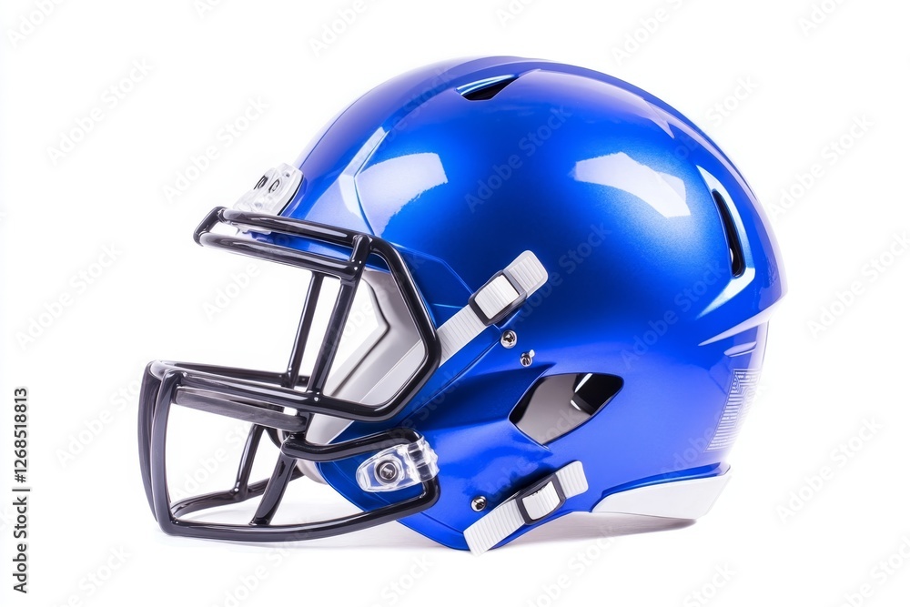 Fototapeta premium Blue football helmet, studio shot, isolated, white background, sports