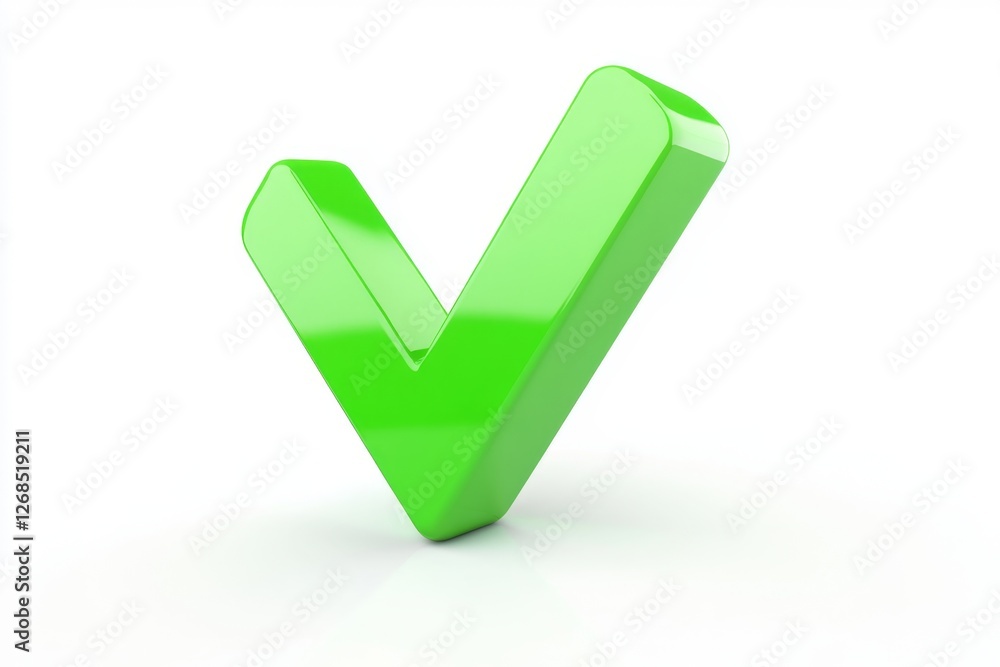 Green checkmark 3D render, white background, approval Green checkmark 3D render, white background, approval