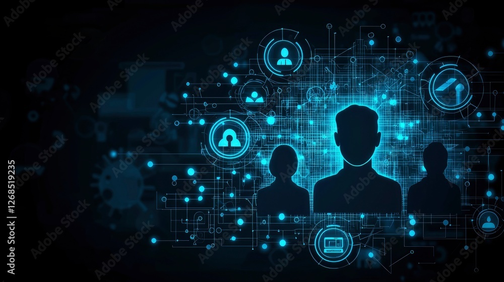 Naklejka premium Global Network of Professionals Digital Collaboration and Connectivity