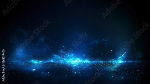 Abstract Blue Nebula Cosmic Energy and Digital Network