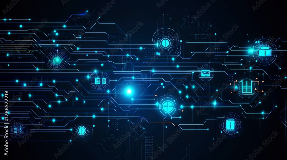 Obraz premium Abstract Digital Network Connection, Futuristic Technology Background
