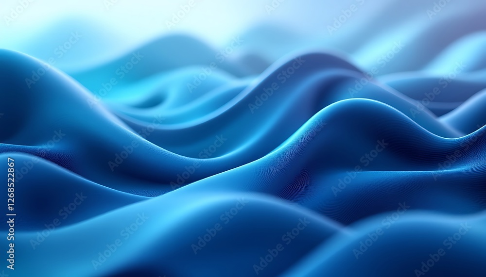 Obraz premium Abstract Blue Waves Background with Soft Fabric Texture and Gradient
