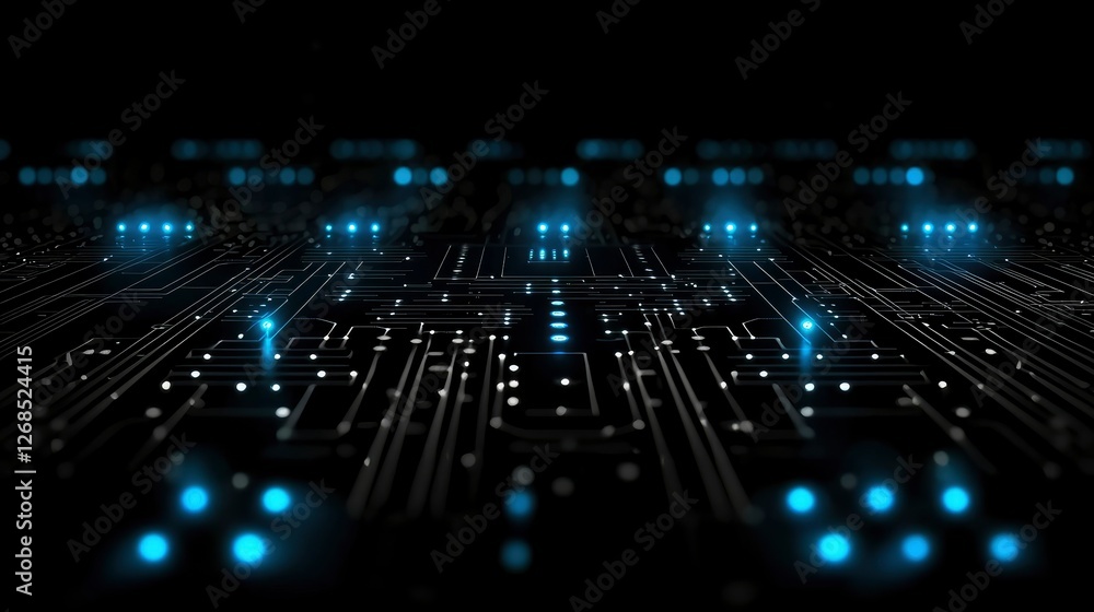 Abstract Futuristic Circuit Board with Glowing Nodes - Digital Technology Background Abstract Futuristic Circuit Board with Glowing Nodes - Digital Technology Background