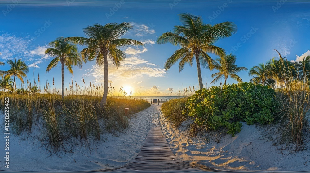 Fototapeta premium Sunset on the Beach Pathway