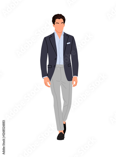  Elegant young businessman in formal or evening party outfit. Stylish handsome man wearing formal tuxedo or suit. Vector realistic illustration isolated on white background. 