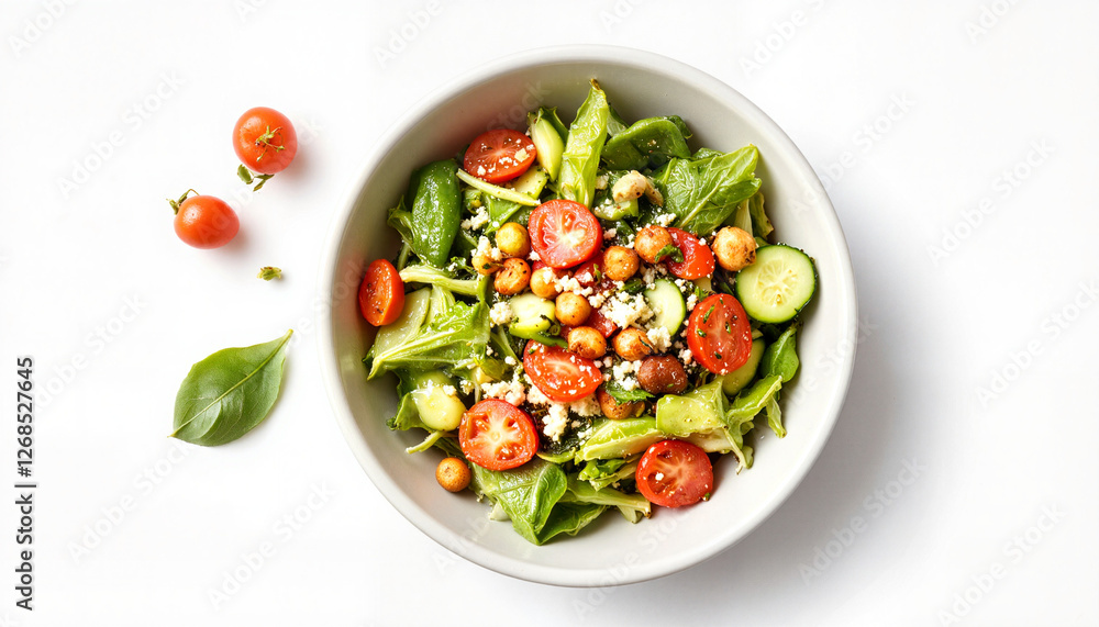 Fresh salad with cherry tomatoes and chickpeas, vibrant nourishment, Ayurvedic eating concept Fresh salad with cherry tomatoes and chickpeas, vibrant nourishment, Ayurvedic eating concept