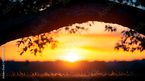 Sunset View Through Tree Branches