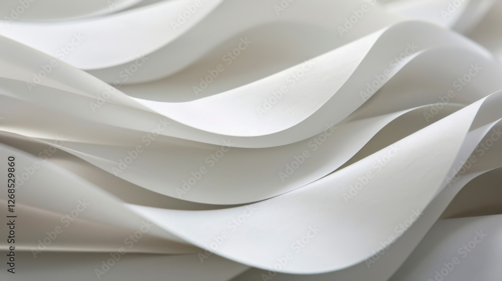 Smooth, flowing white paper creates elegant, textured background. gentle curves and layers evoke sense of calm and sophistication, perfect for design projects Smooth, flowing white paper creates elegant, textured background. gentle curves and layers evoke sense of calm and sophistication, perfect for design projects