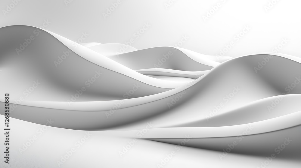 Obraz premium Abstract white wave forms, flowing design, bright studio, background, website banner
