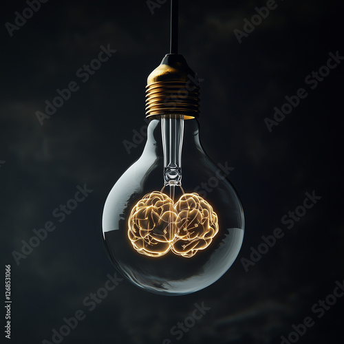 Brain Inside Light Bulb – Creative Intelligence Concept Art
