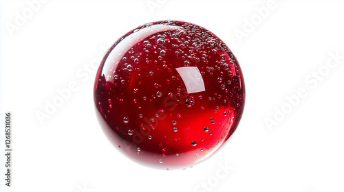 Red Glass Sphere with Bubbles – Transparent Artistic Orb Macro