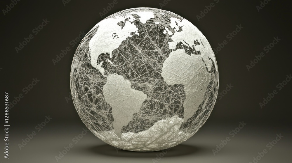 Obraz premium Global network sphere against dark backdrop