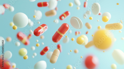 Floating Pills and Capsules – Pharmaceutical Medicine Concept