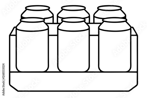 "Six-Pack or Multi-Pack of Cans Line Art Vector Icon"

