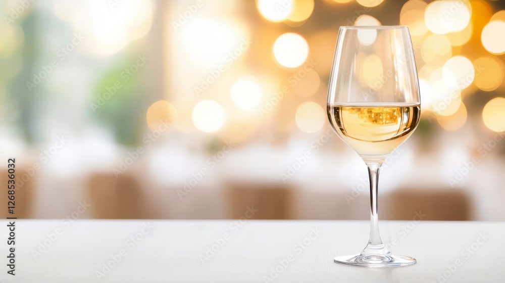 glass of white wine on table with blurred background, creating warm and inviting atmosphere. Perfect for celebrations or relaxing moments glass of white wine on table with blurred background, creating warm and inviting atmosphere. Perfect for celebrations or relaxing moments
