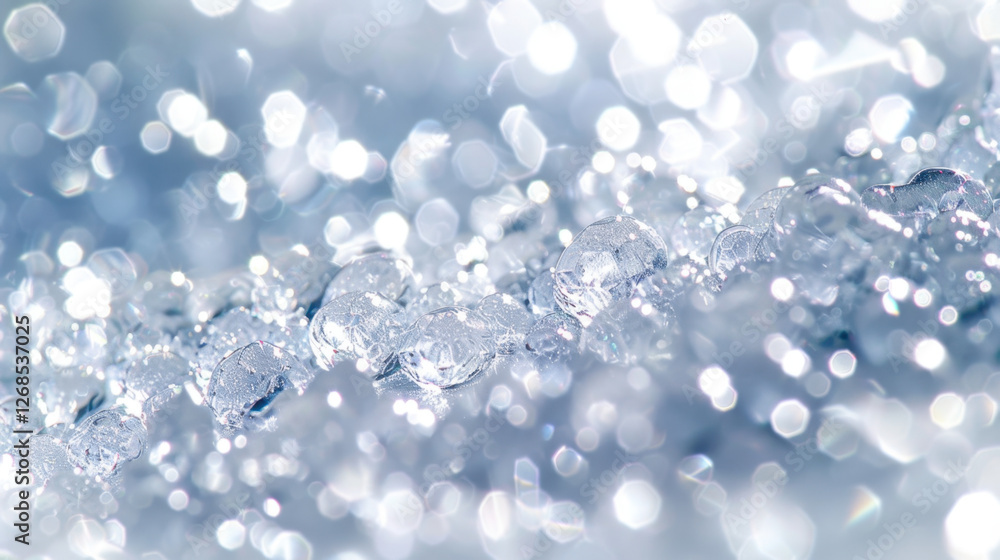 Shimmering water droplets create beautiful bokeh effect, reflecting light in mesmerizing way. soft focus enhances serene atmosphere of image Shimmering water droplets create beautiful bokeh effect, reflecting light in mesmerizing way. soft focus enhances serene atmosphere of image