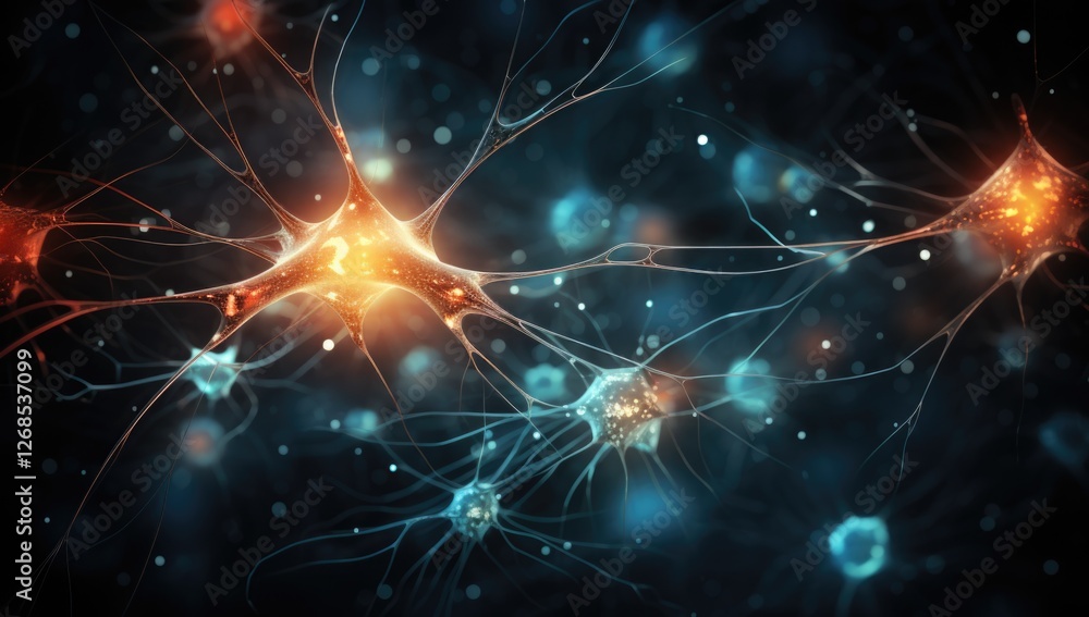 This visual representation showcases brain neurons with vibrant details, emphasizing their structure and connections This visual representation showcases brain neurons with vibrant details, emphasizing their structure and connections