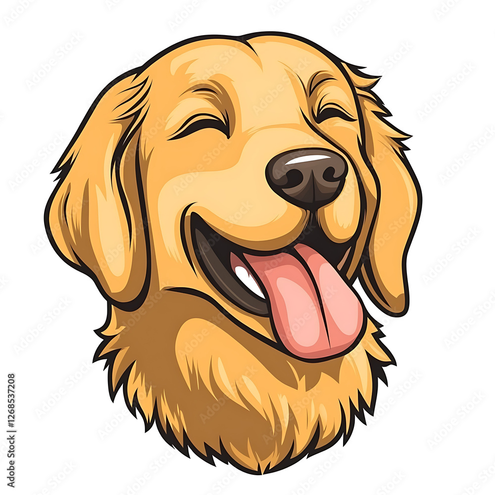 Fototapeta premium Cute golden retriever puppy cartoon, vector illustration