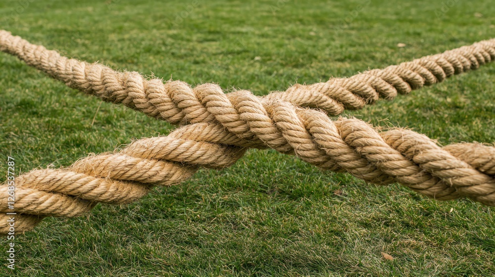Fototapeta premium A tug-of-war game, where two teams pull on opposite sides of a rope, representing physical and mental resistance.