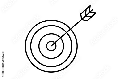 "Bullseye Target with Arrow Line Art Icon for App Design"

