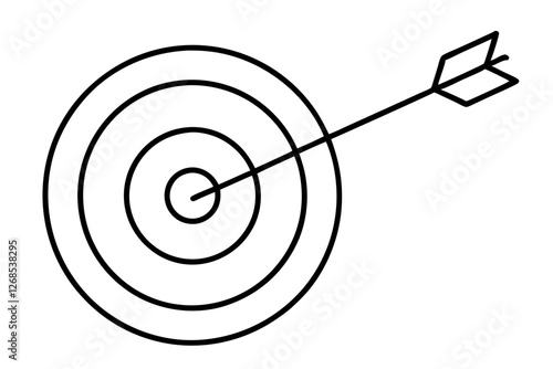 "Bullseye Target with Arrow Line Art Icon for App Design"

