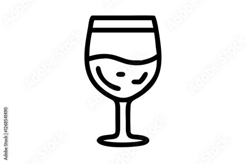 Wine Glass with Wine for Tasting Flat Vector Icon