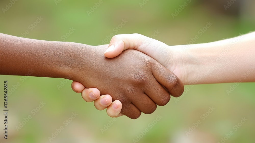 Handshake Between Diverse Hands Symbolizing Unity and Collaboration Handshake Between Diverse Hands Symbolizing Unity and Collaboration