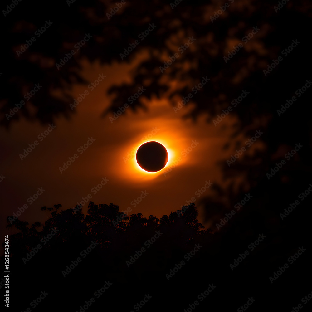 Obraz premium Total Solar Eclipse Seen Through Trees