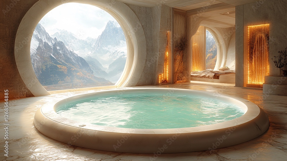 Fototapeta premium Futuristic Mountain Lodge with Smart Features and Breathtaking Views of Nature and Relaxation