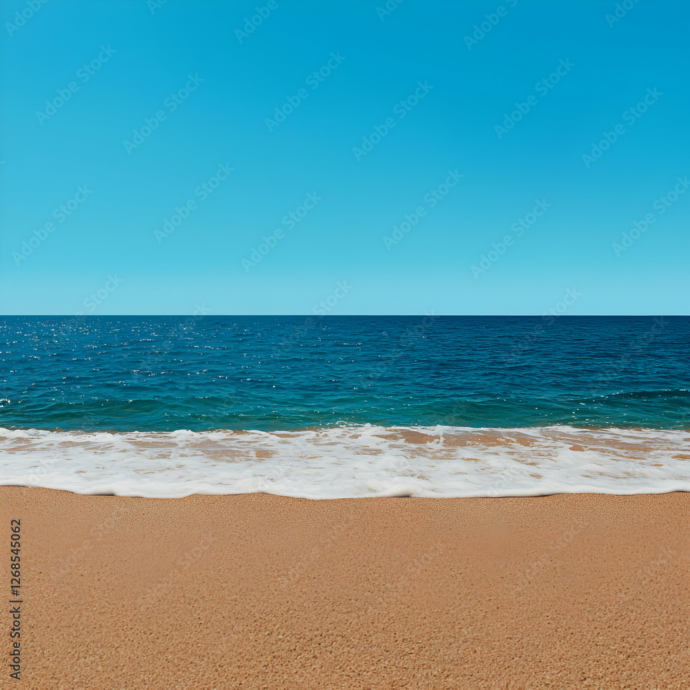 Tranquil Beach Scene with Blue Ocean and Golden Sand Tranquil Beach Scene with Blue Ocean and Golden Sand