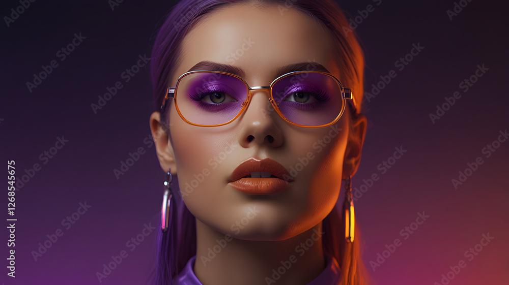 Stylish woman wearing sunglasses and red lipstick in a glamorous studio close-up Stylish woman wearing sunglasses and red lipstick in a glamorous studio close-up