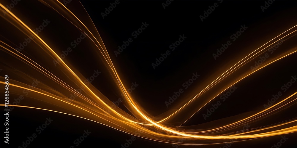 Fototapeta premium Futuristic Minimalist Abstract Wave Background with Vibrant Organic Shape Effects,Black and orange modern abstract background with yellow glowing movement and high-speed light effect,946