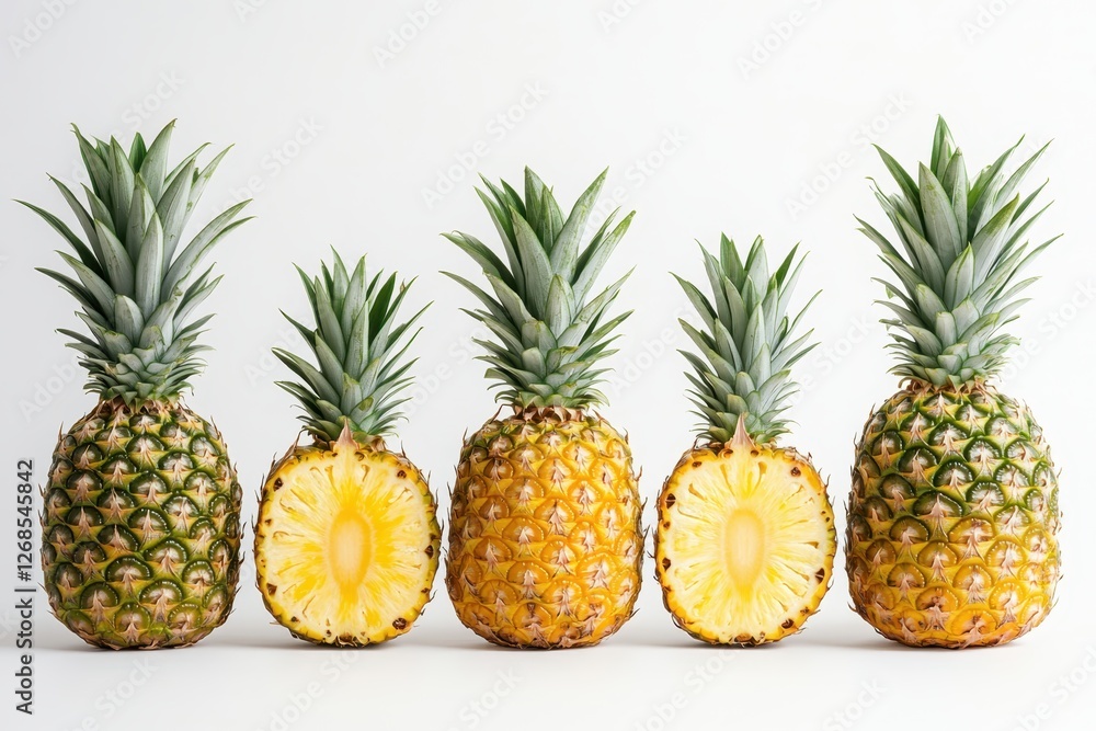 set of pineapples isolated on white set of pineapples isolated on white