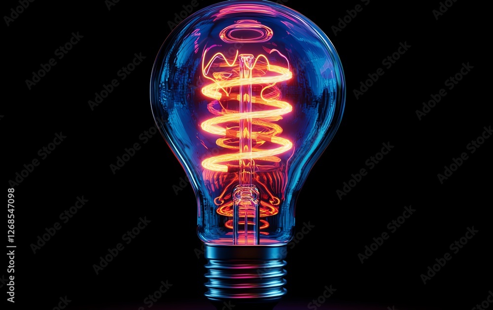 Artistic closeup of a classic Edison bulb with a futuristic neon twist, intricate glowing filaments, hightech lighting design, hyperdetailed reflections, ultraHD photorealism Artistic closeup of a classic Edison bulb with a futuristic neon twist, intricate glowing filaments, hightech lighting design, hyperdetailed reflections, ultraHD photorealism