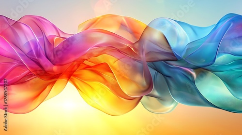 Wallpaper Mural Colorful fabric flowing, sunset backdrop, abstract design, website banner Torontodigital.ca