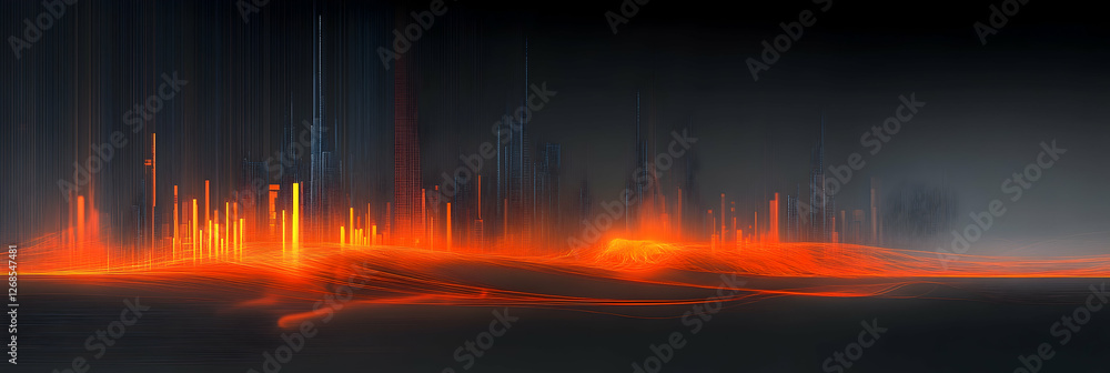 Naklejka premium Digital background featuring orange and blue data visualization