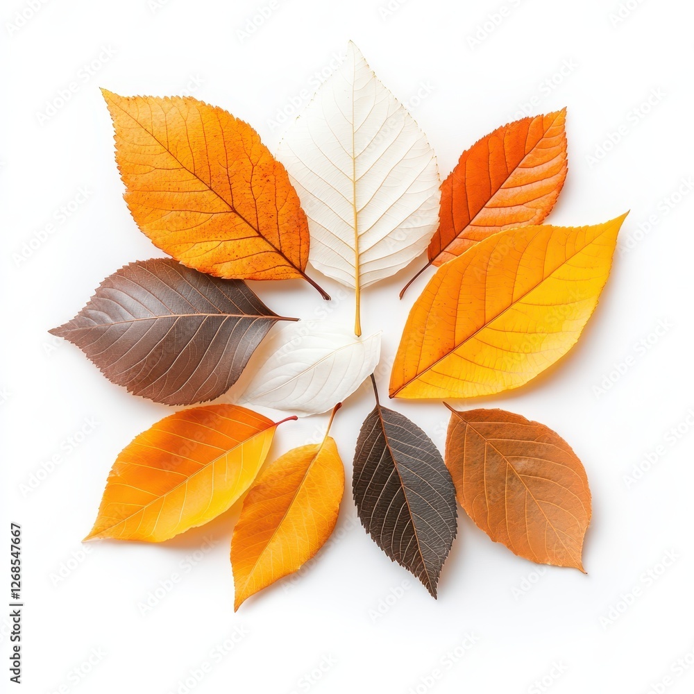 Fototapeta premium Vibrant Autumn Leaves Arranged in a Decorative Pattern