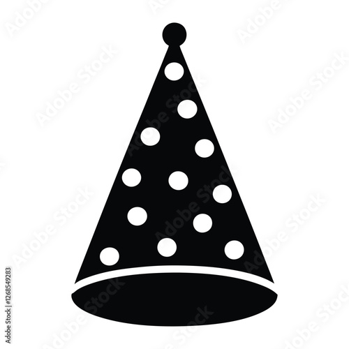 silhouette party hat with polka dots Vector Illustration Isolated on White Background