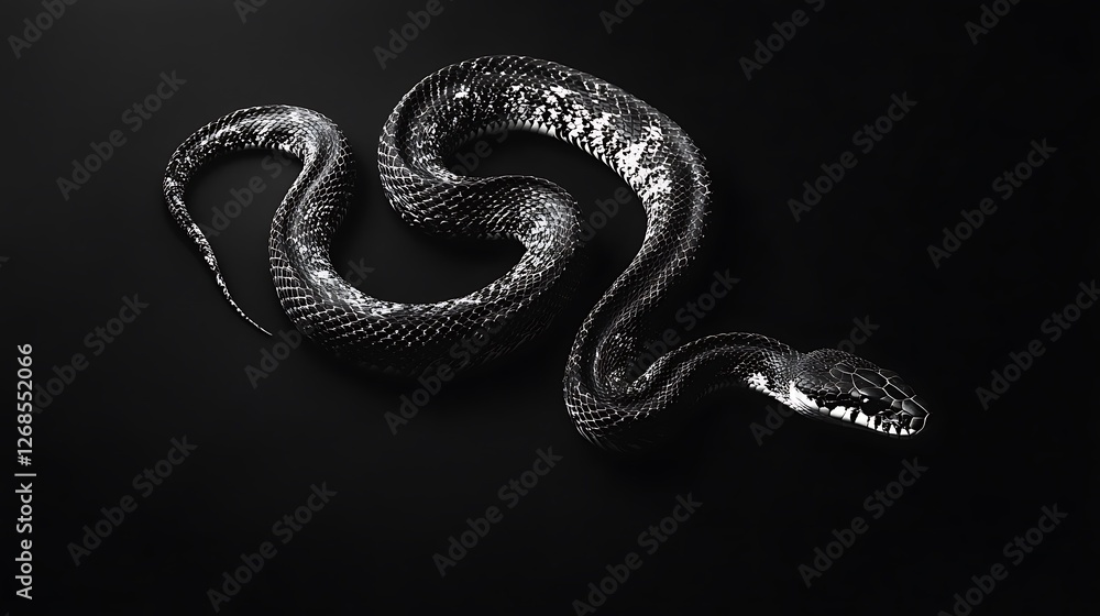 Obraz premium Elegant ebony serpent gliding across the shadowed expanse of oblivion