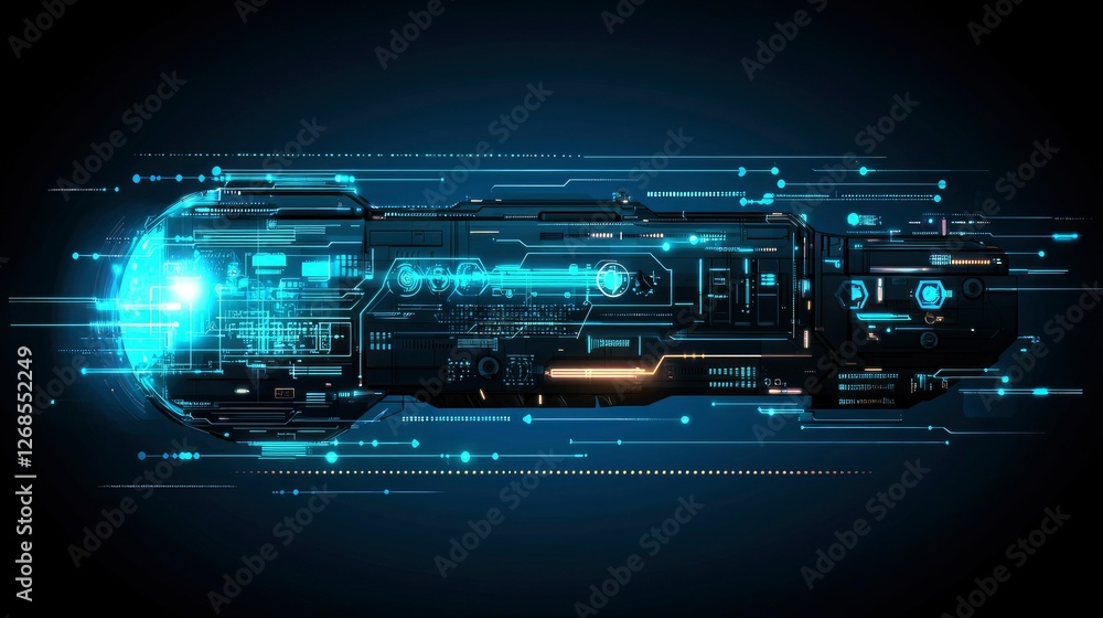 Fototapeta premium Futuristic Technology Capsule High-Speed Data Transfer and Digital Innovation