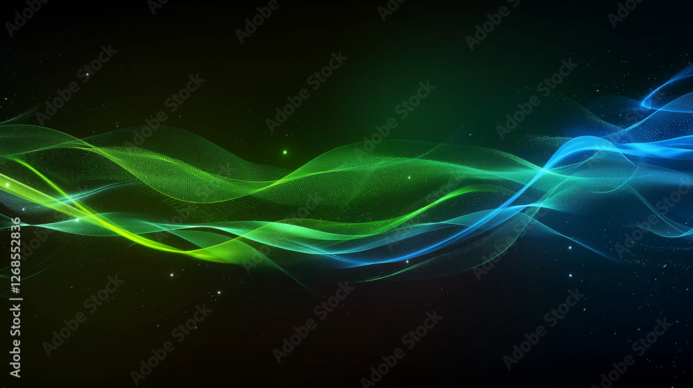 Obraz premium Abstract blue light wave design with fractal lines