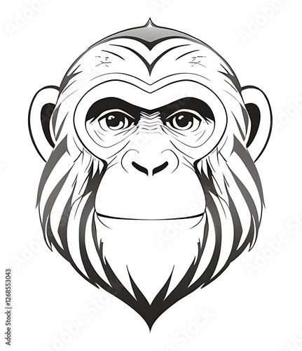 A detailed vector image of a monkey head, highlighting its unique facial characteristics and charm. photo