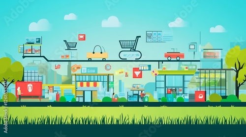 Vibrant depiction showcasing customer lifecycle management strategies in ecommerce emphasizing retention and satisfaction
