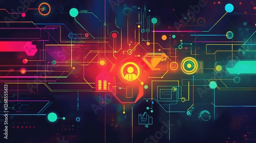 Vibrant rendering illustrating the key elements of a strategic partnership using icons for collaboration and joint ventures