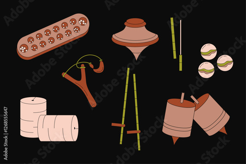 Indonesian Traditional Toys Illustration